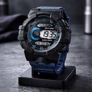 Onyk Black and Blue Waterproof Men's Watch